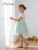 Malwee Girls' Summer Gauze Skirt: Cute Princess Short-Sleeve Dress