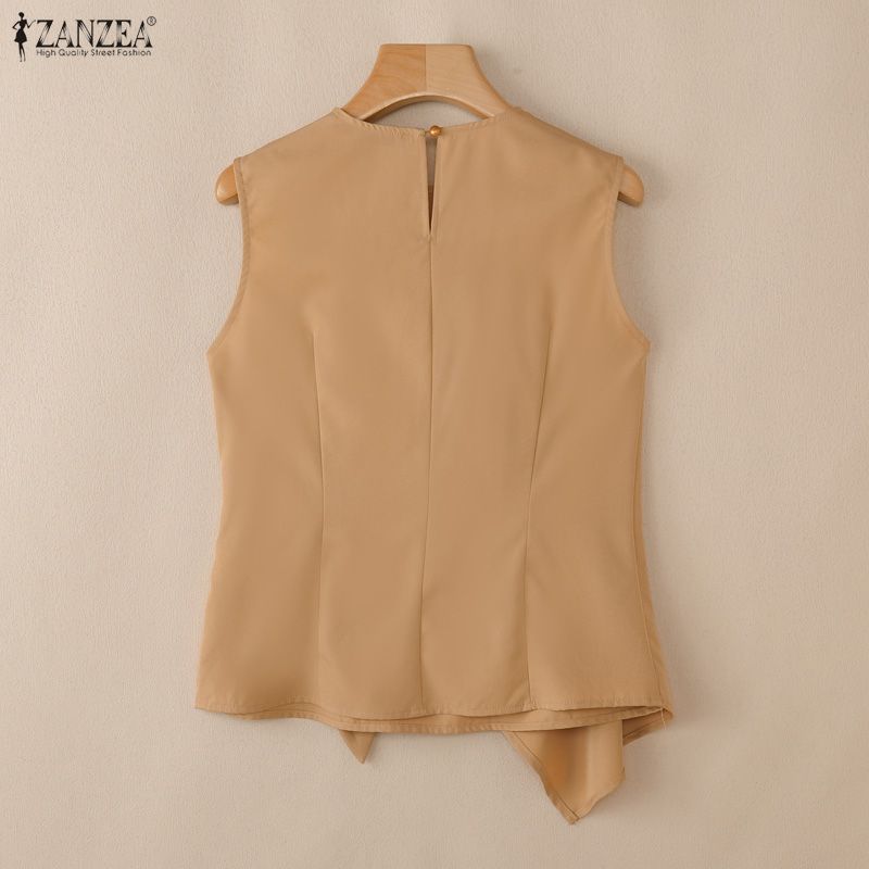 ZANZEA Women Casual Round Neck Solid Color Sleeveless Tank Tops