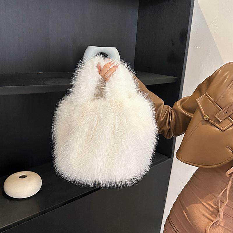 Fashion Cute Soft Plush Bag For Women Girls Luxury Fluffy Tote Bag Versatile Exquisite Autumn Winter Fur Shoulder Handbag Gifts