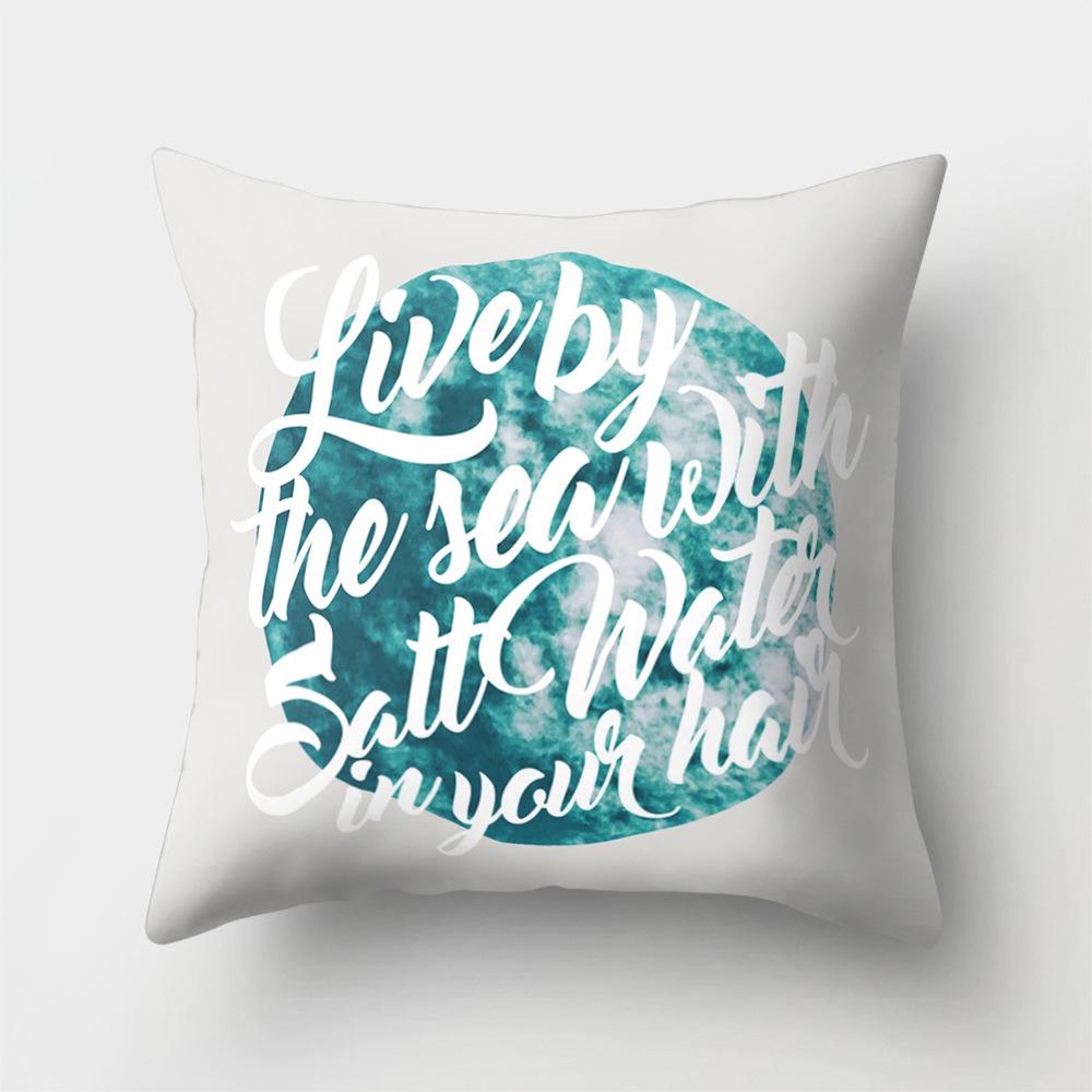 Sea Waves Beach Pillowcase Office Cushion Creative Home Car Lumbar Cushion Cover Sea View Pillow Cover Pillow Case 45X45Cm Seat