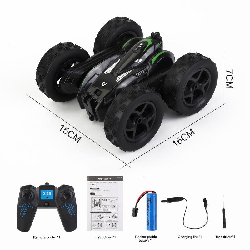 2.4G Remote Control Stunt Car: Four-Wheel Drive, Flipping Swing Arm, LED Lights - Toy for Kids