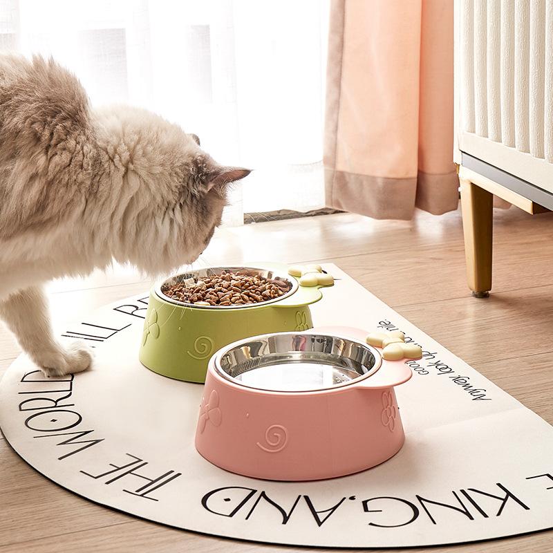 Miska pro domácí mazlíčky, super velká kapacita, miska pro psy, protiskluzová, proti převrácení, miska pro kočky z nerezové oceli, odnímatelná plastová miska s mašlí