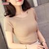 Women's Slim Fit Round Neck Short Sleeve Summer Knit T-Shirt - Solid Color