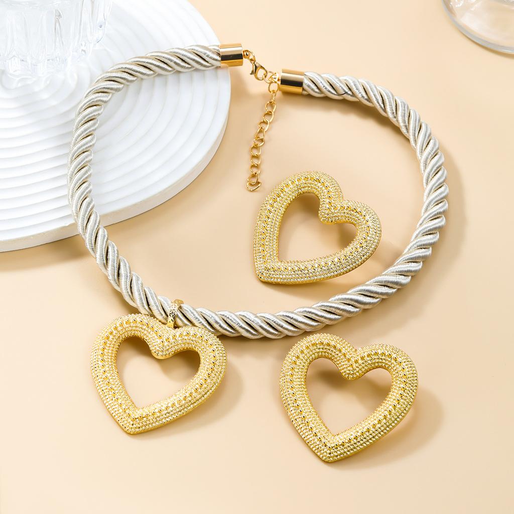 Heart Pendant Woven Twist Necklace for Women Jewelry Gift Holiday Party Wear Accessory