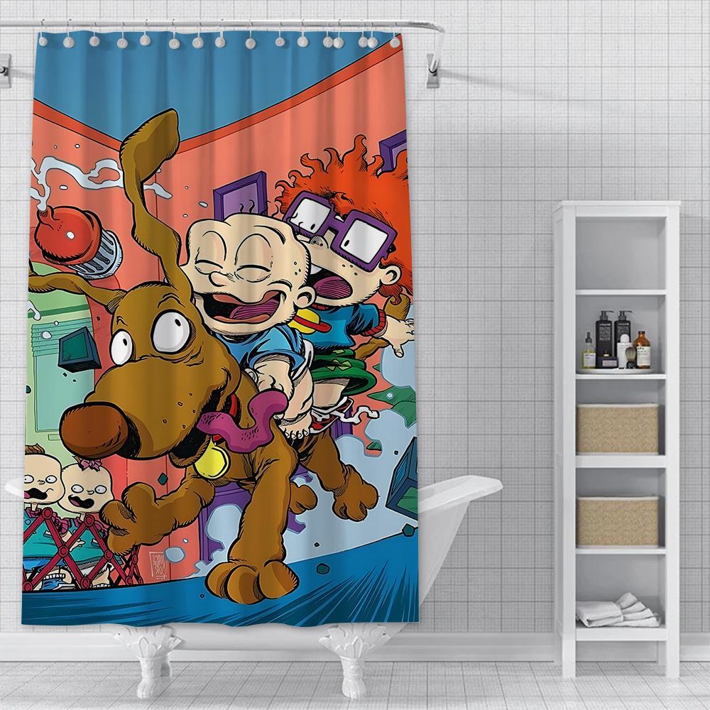 

Funny R-Rugrats Shower Curtain Waterproof Polyester Fabric Paint Colorful Bath Curtains Home Bathroom Decor Curtain With Hook YL90x180cm