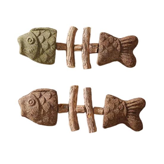 Natürliches Katzen-Kauspielzeug Fischgrätenform Katzenminze Silberrebe Kauspielzeug Zahnpflege Zahnreinigung Stick für Katzen Interaktives Spiel Mundgesundheit