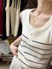 Spring 2026 Women's Color Block Striped Knit Vest - Slimming, Sleeveless, Round Neck Top