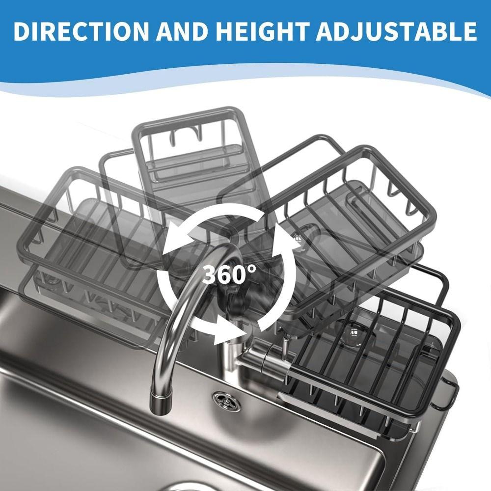 Odnímatelný držák na houbičku na nádobí Vesmírný hliník Odkapávač na dřez Závěsný odkapávač na baterii Mýdlo