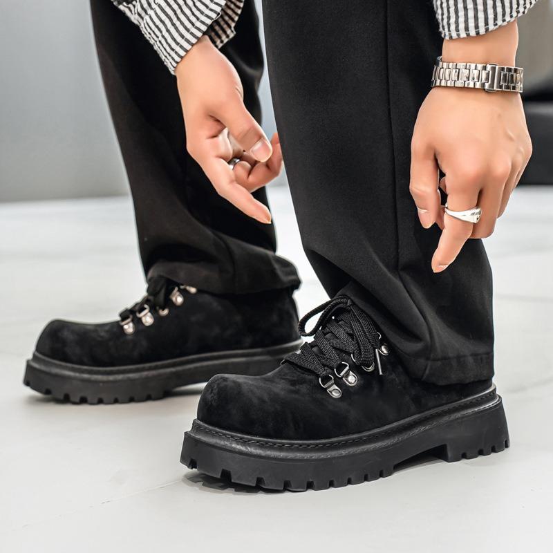 New Big Head Derby Men's Shoe Platform Height Increase Commuter Fashion Men's Small Leather Shoes Zapatillas Deportivas De Mujer