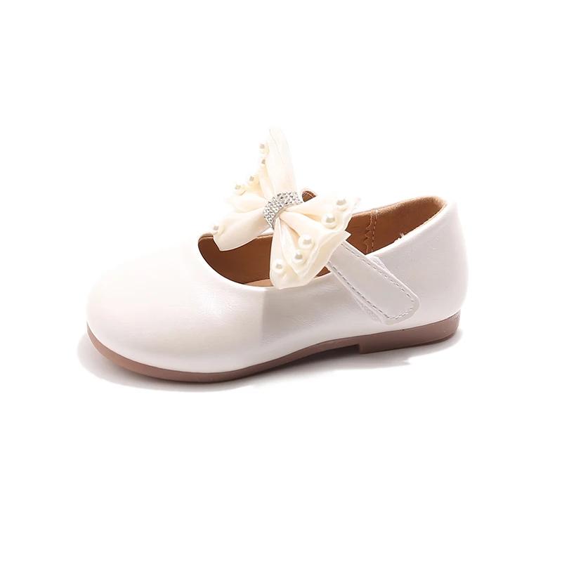 Girls Chic Flats for Wedding Party Classic Simple Elegant Kids Dress Shoes with Lace Bow-knot Princess Sweet Children Mary Janes