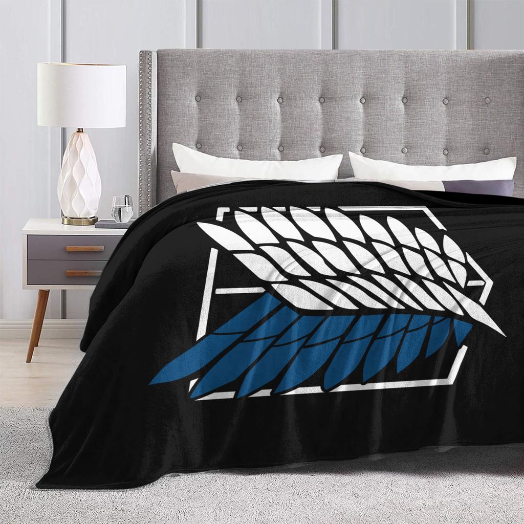 Attack On Titan Logo Blanket Flannel Spring Autumn Multifunction Super Soft Throw Blankets for Home Outdoor Bedspread