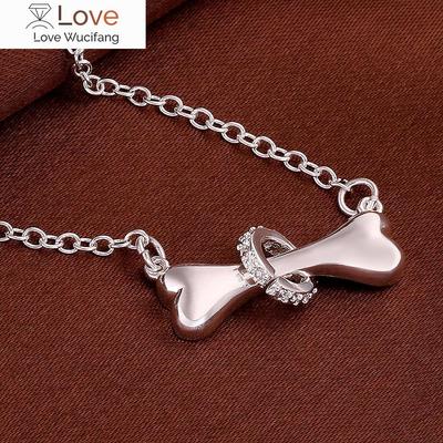 Trend 925 Stamped Silver Fine Crystal Dog Bones Pendant Necklaces for Woman Charm Fashion Party Jewelry Christmas Gifts