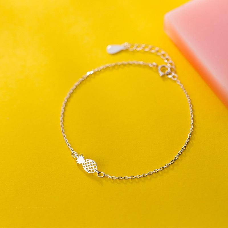 Trustdavis 925 Solid Sterling Silver Fashion Women Drawing Fruit Pineapple Bracelet 16cm For Teen Girls Lady Gift Jewelry Da50