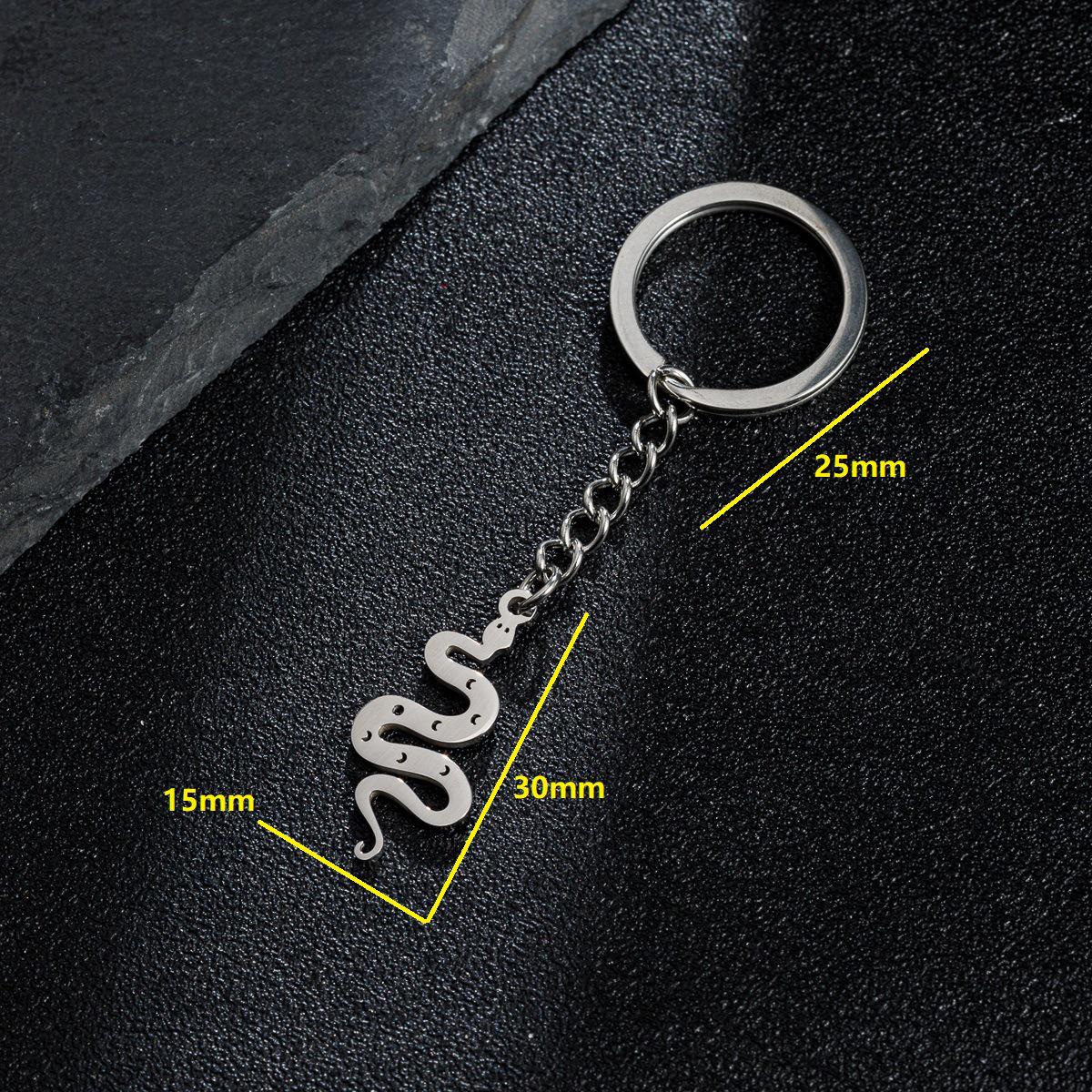 Stainless Steel Snake Hollow Keychain Pendant - Fade-Resistant