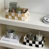 Multifunktionaler Schreibtisch-Aufbewahrungskorb aus PU-Leder mit Gitter-Organizer, Kosmetik-Kapazitätsbox, Schrank-Schubladen-Aufbewahrungstablett für Zuhause und Büro