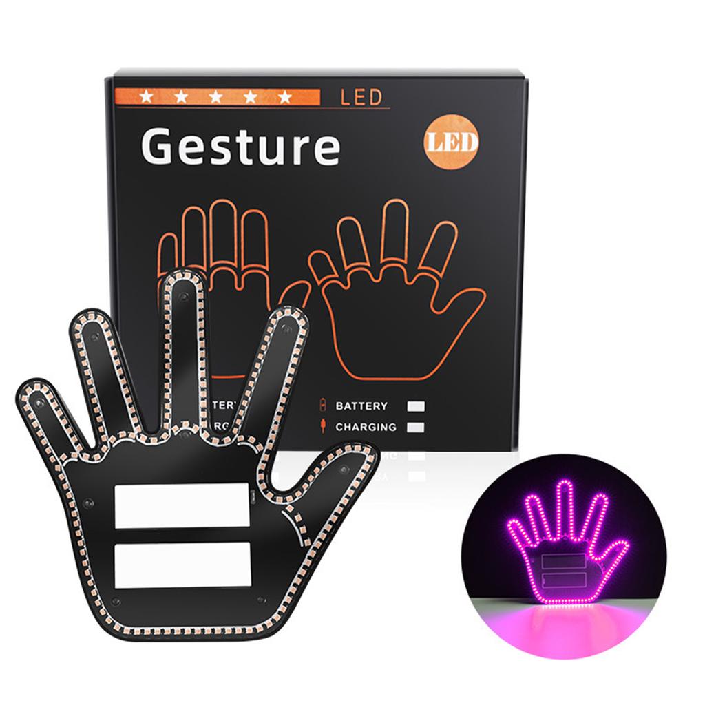 Hand Gesture Light for Car,Funny Gesture Finger Light for Car with Remote, LED Car Back Window Sign Car Gadgets