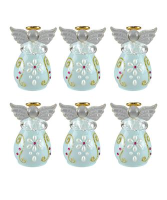 Fourcart Cute Handmade Glass Sugar Angel Bells (Set of 6), Pink