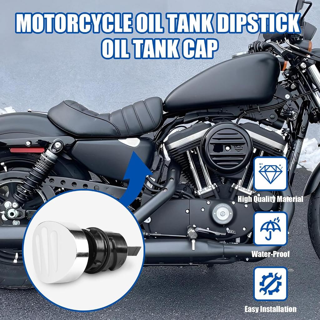 Motorcycle Oil Tank Dipstick Engine Machine Oil Tank Cap Oil Level Indicator Fit for Harley Sportster XL 883 1200, Forty Eight 2004-2021, Chrome