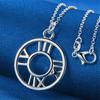 925 sterling silver 16-30 inch Roman numeral circular pendant necklace for women's fashion wedding jewelry