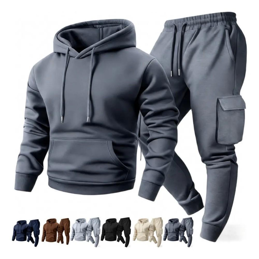 Men's Hooded Sweatshirt & Joggers Casual Two-Piece Set for Spring & Autumn