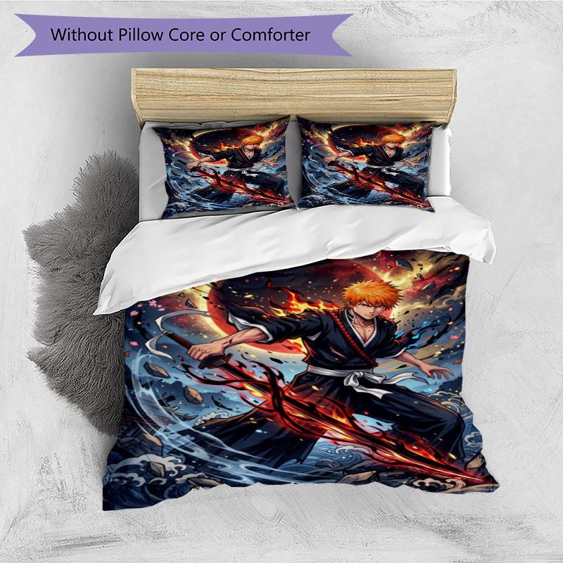 3pcs Duvet Cover Set (1*Duvet Cover + 2*Pillowcase, Without Core), Bleach Print Bedding Set, Bedroom Decor, All‑Season, Gift