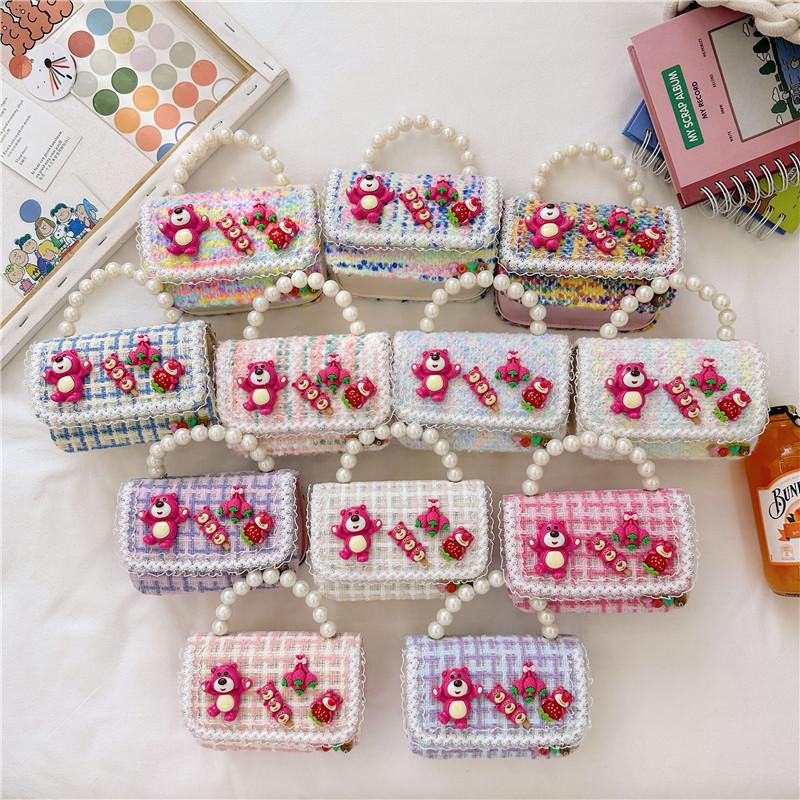 Lotso Bead Creative Handbag Cotton Linen Shoulder Bag With Animal Girls For