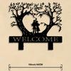 Romantic Love Tree Welcome Metal Wall Art Elegant Iron Sculpture Couple Wedding Valentine Gift Living Room Indoor Decor