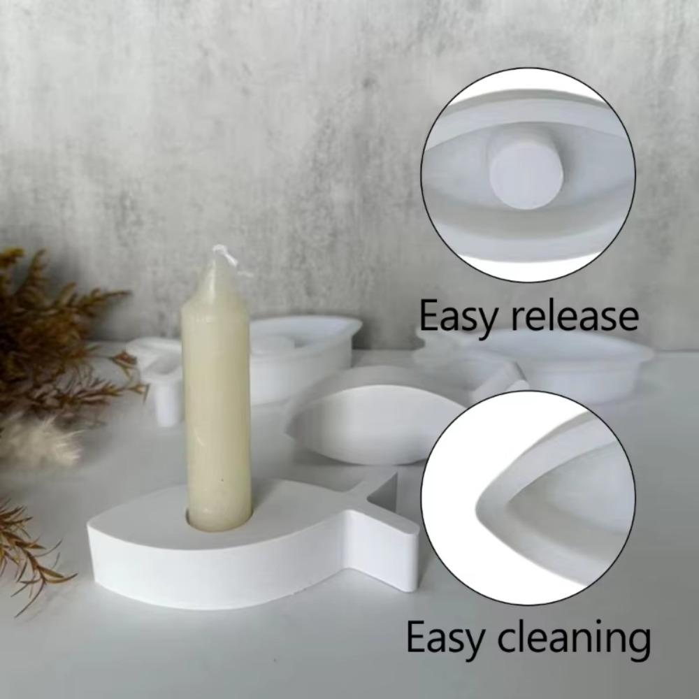 Handmade Fish Tea Lamp Silicone Mold Cartoon Fish Candlestick Holder Fish Candle Mold  Soaps Model