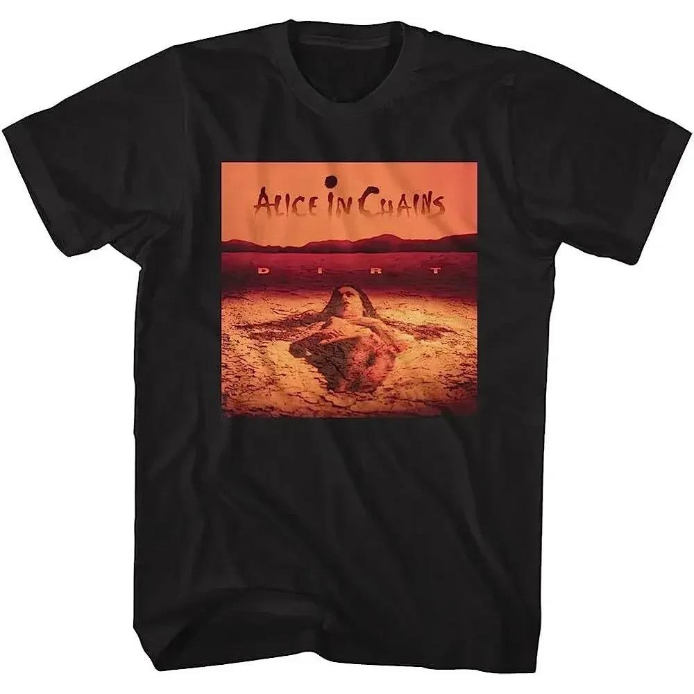 

Short Sleeved Round Neck Y2k Tshirt Men Clothing Top Tees Mens T-Shirt Classic 90s Music Alice in Chains Black Dirt Album S