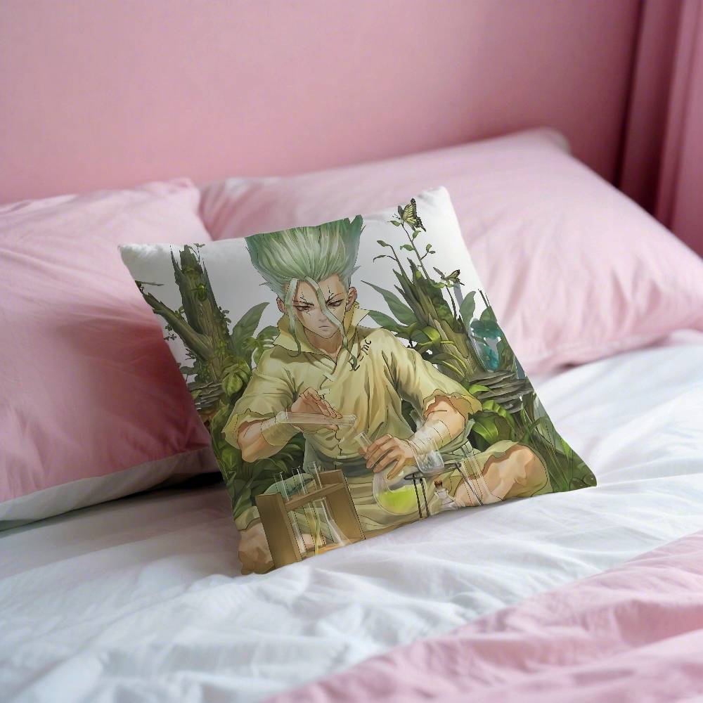 Anime D-Dr. Stone Pillow Case Cushion Cover Soft Cute Throw Pillow Case For Car Sofa Pillowcase Polyester With Zipper