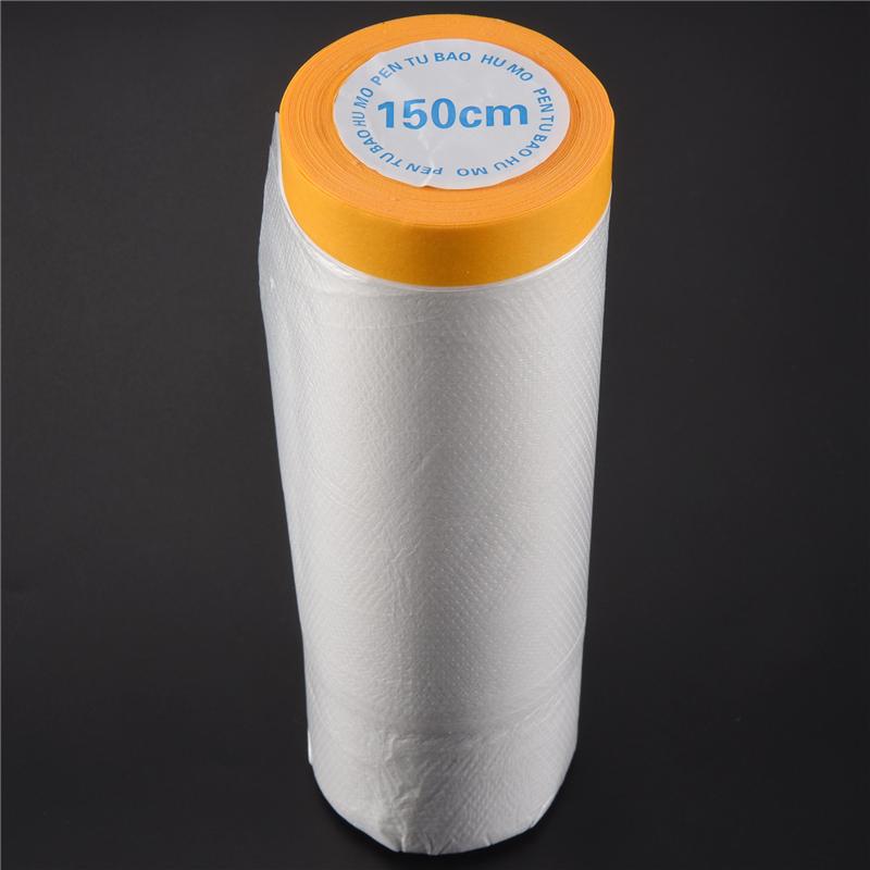 4 Rolls Clear Plastic Sheeting 4.9X 65.5 Ft Pre-Taped Masking Film Drop Cloths For Painting Automotive Painting Covering-B61B