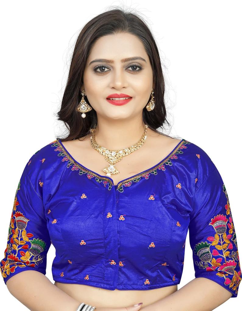 Indian Designer Silk Embroidery Blouse Women's Party Wedding Wear Ethnic Choli