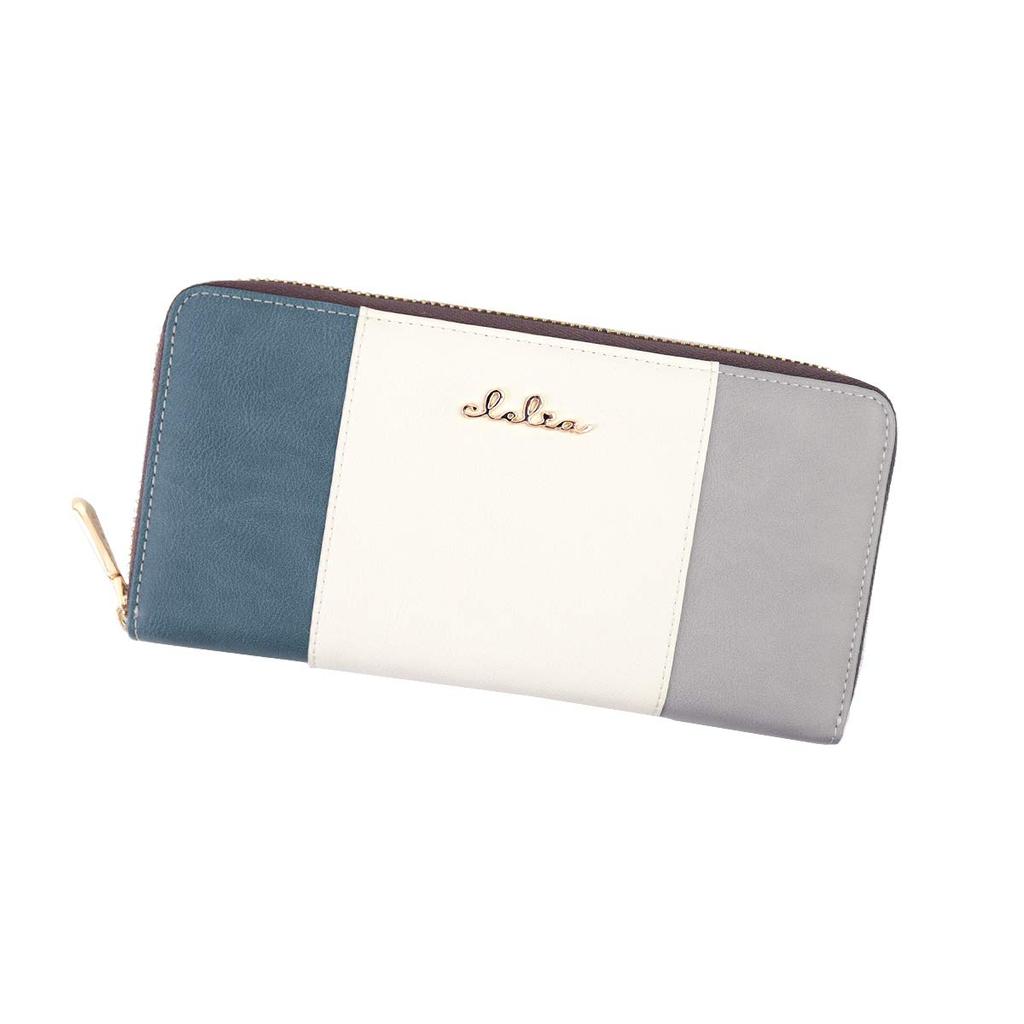 Long Wallet Garcon Type Round Zipper Tricolor Liberte Series [Cleria] Women's [CL-17047] (Blue Mist)