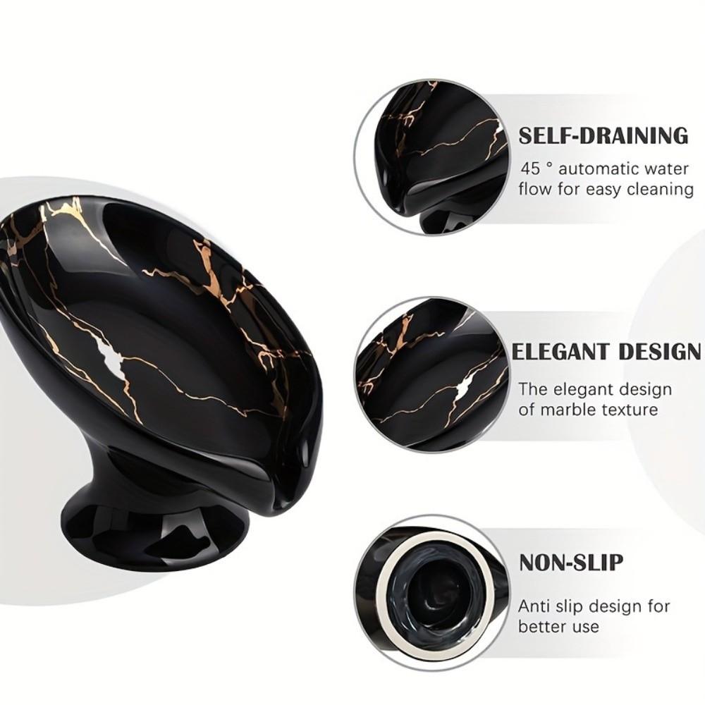 Leaf Shape Soap Holder Marble Pattern Soap Rack Storage Organizer Ceramic Soap Dish Bathroom