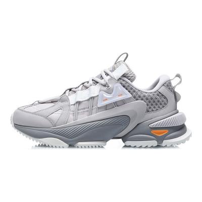 Li Ning Star Cloud M1 Stoff Stoßdämpfend Rutschfest Abriebfest Atmungsaktiv Low-Top Sportliche Freizeitschuhe Herren Sneaker Grau Weiß AGCQ201-4