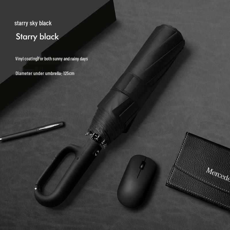 Windproof Buckle Umbrella: Automatic Sun & Rain Protection for Men & Women, Compact Folding Design