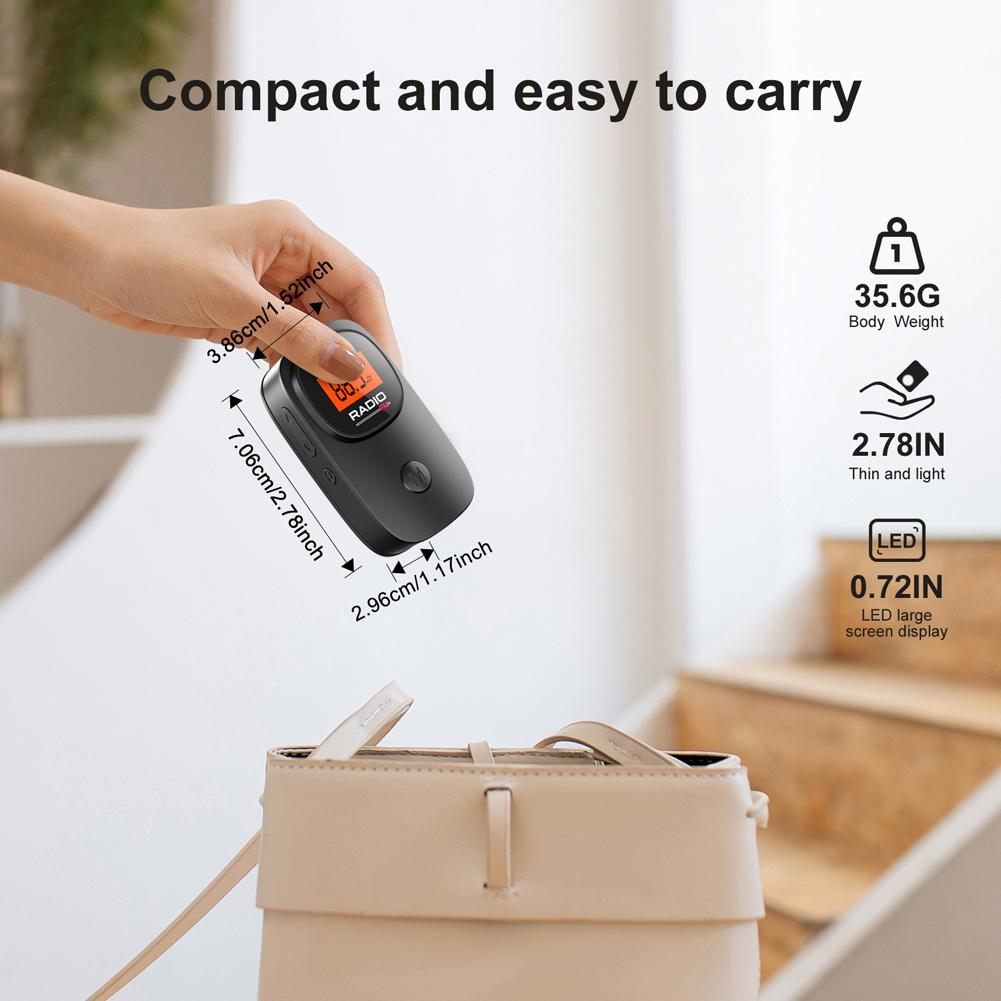Pocket Radio 76-108MHz Digital FM Radio Tuning Mini Radio with Earphone Battery Operated Elderly Portable Music Player with Clip