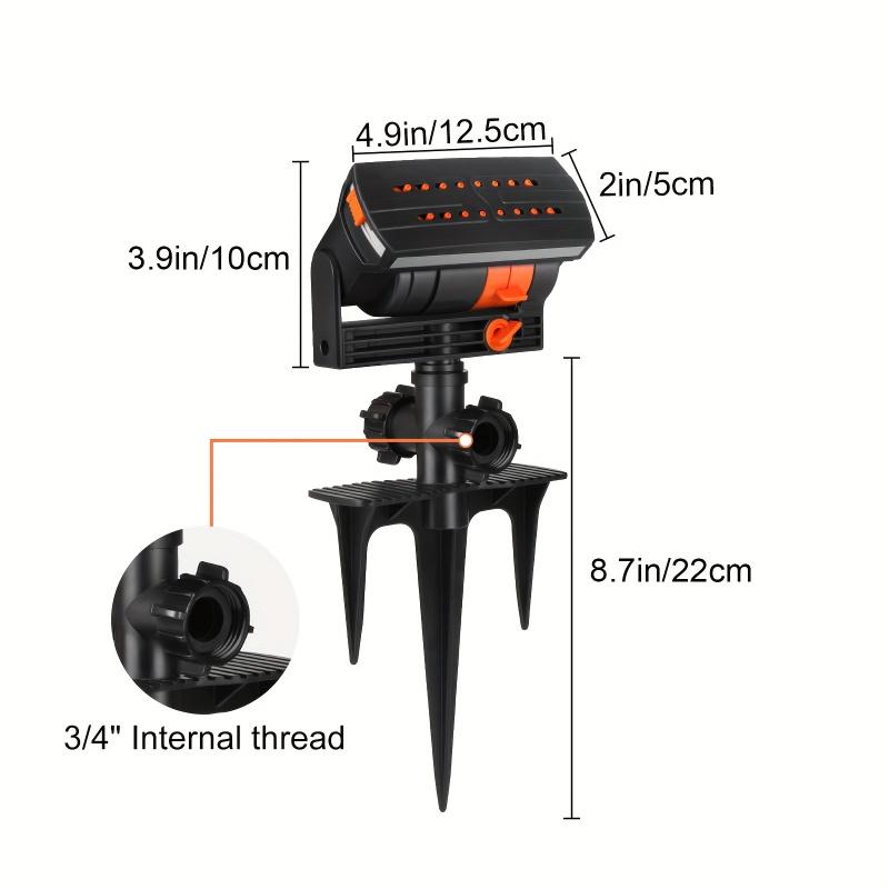 16-Hole Adjustable Oscillating Sprinkler with Solid Base - Automatic Swing Irrigation System for Lawns and Gardens, Black & Oran