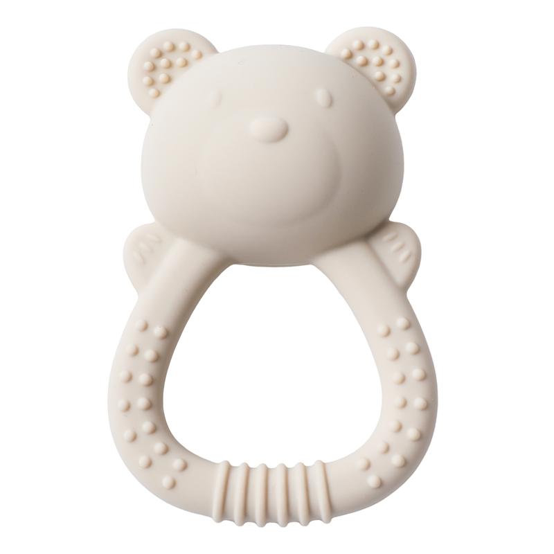Silicone Teether For Babies Food-Grade Teething Toy Rattle 0-12 Months Baby Sensory Toy Bear Hand Bell Silicone Teething Toy