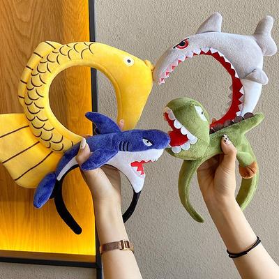 Cute Cartoon Headband: Funny Dinosaur, Shark, Carp Designs for Kids & Adults - Perfect for Photos & Performances.