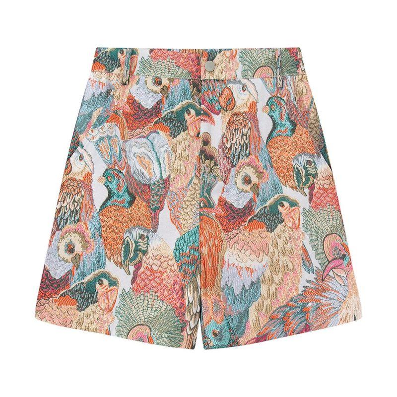 

Golden Wilderness American Sexy Chinese Style New Chinese Style Peacock Printings Jacket Outwear + Shorts Casual Two-Piece Suit Print shorts L