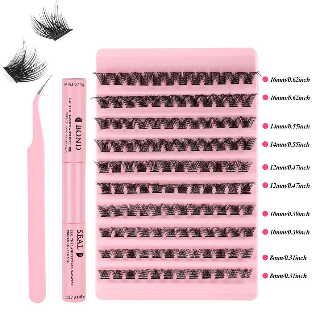 Thick Natural 120 Tufts False Eyelashes Set 8-16Mmdiy Segmented Single Tufts Curled Eyelashes