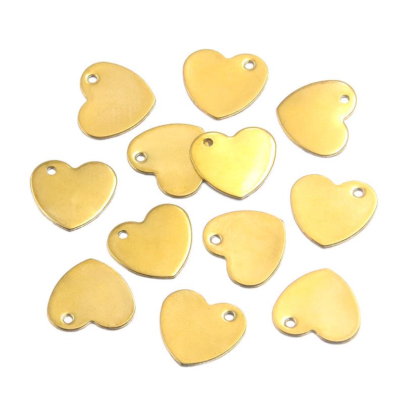 Colorfast Heart Pendant in Stainless Titanium Steel with Real Gold Chain - Vibrant DIY Bracelet & Necklace Accessory