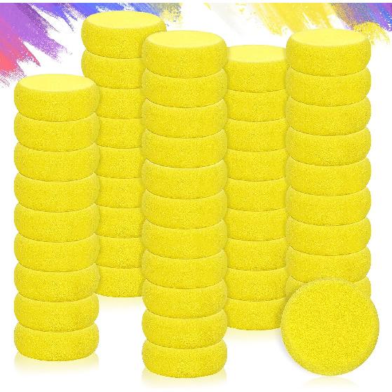 50 Pack Painting Sponge Pottery Sponges 2.9 Inch Round Sponge Clay Sponges for Pottery Yellow Artist Sponges for Face Painting Pottery Ceramics Art