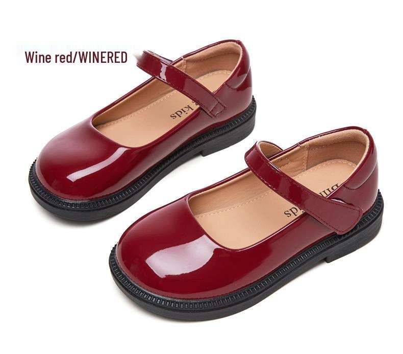 Sofort lieferbar Kinder Prinzessin Lederschuhe - Frühling/Herbst 2025, Schwarze Grundschul Auftrittsschuhe, Weiches Leder und Sohle.