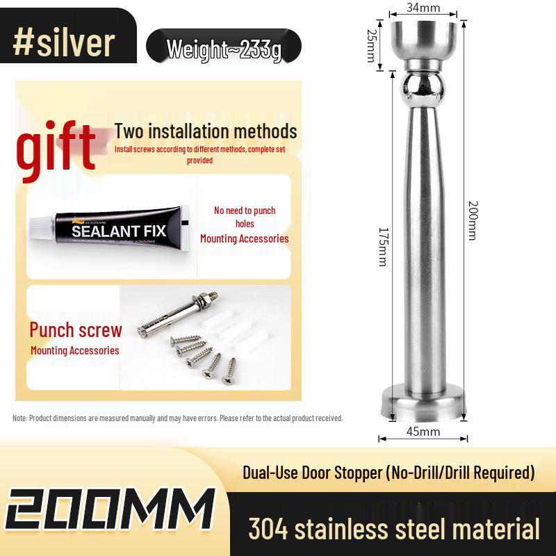 Stainless Steel Magnetic Door Stopper - Punch-Free, Anti-Collision, High-Strength, for Bathroom/Bedroom Doors