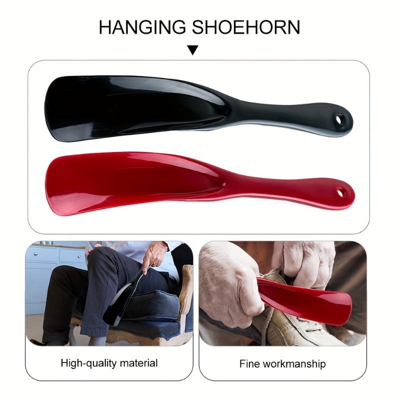 2Pcs-Red Short Handle Plastic Shoehorn Hangable Unbreakable Shoe Lifter For Elderly Children Pregnant Women Household Use