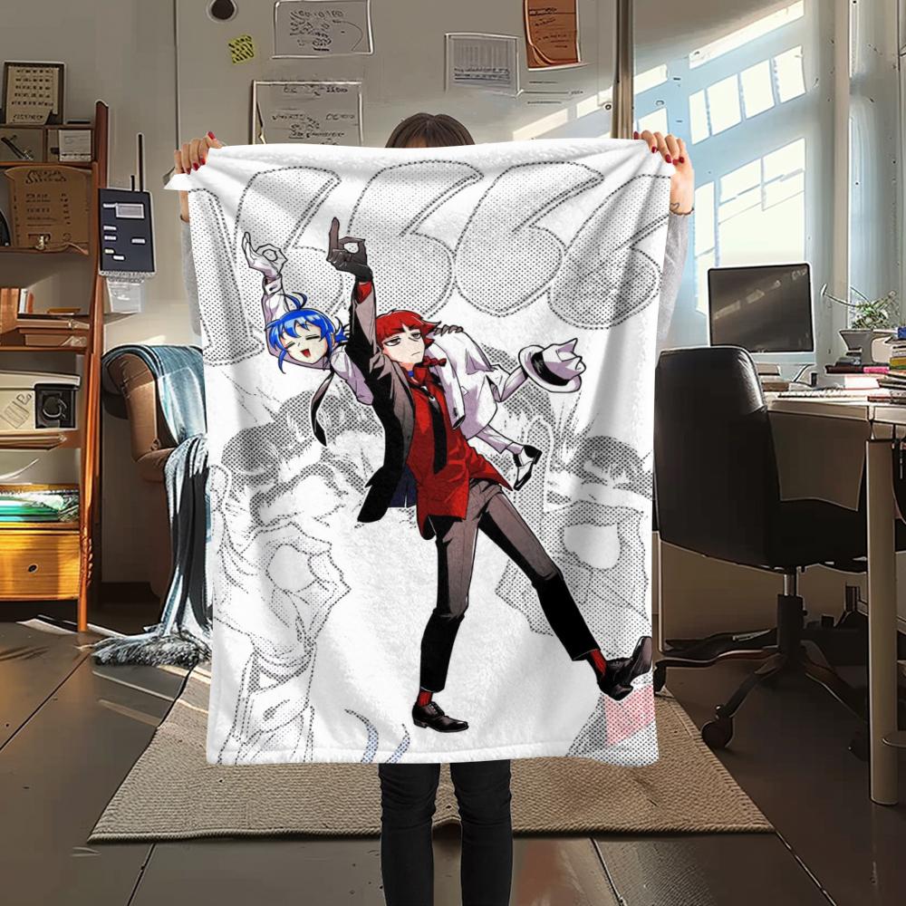 1PC Iruma kun Print Flannel Blanket, High quality Comfortable for All Seasons, Home Decor, Warmth and Comfort, Perfect for Christmas Gifts