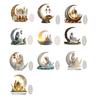 Yousheng Eid Mubarak Acrylic Ornament 2D Crescent Moon Lantern Tabletop Centerpiece Ramadan Mubarak Sign for Home Islamic Party Supplies Eid Gifts