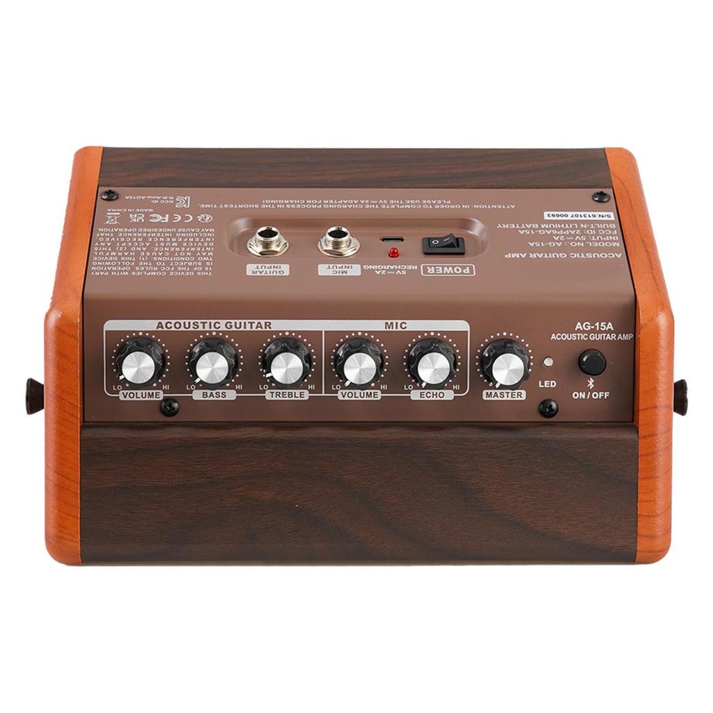 AROMA AG 15A 15W Portable Acoustic Guitar Amplifier Amp BT Speaker Built in Rechargeable Battery with Microphone